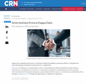 artykuł w CRN o JumpCloud, który dołączył do portfolio Kappa Data